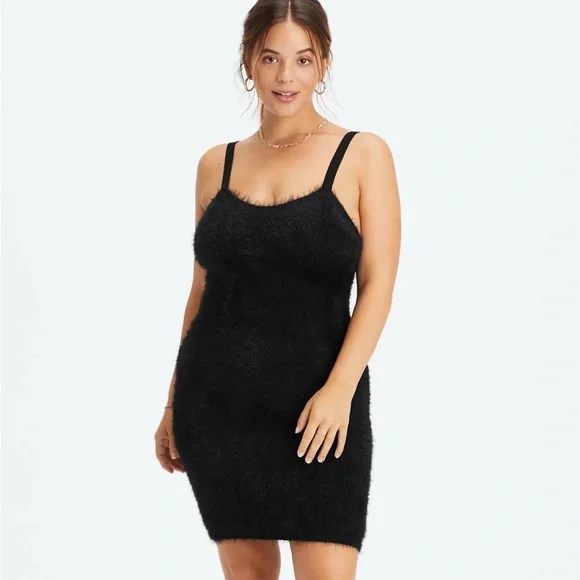 NEW Fabletics 90'S Mini Dress Black Size Large - Picture 1 of 3